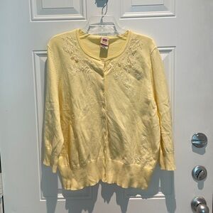 Faded Glory Light Yellow Sequins Button-Down Cardigan Size XL (16/18) Pastel